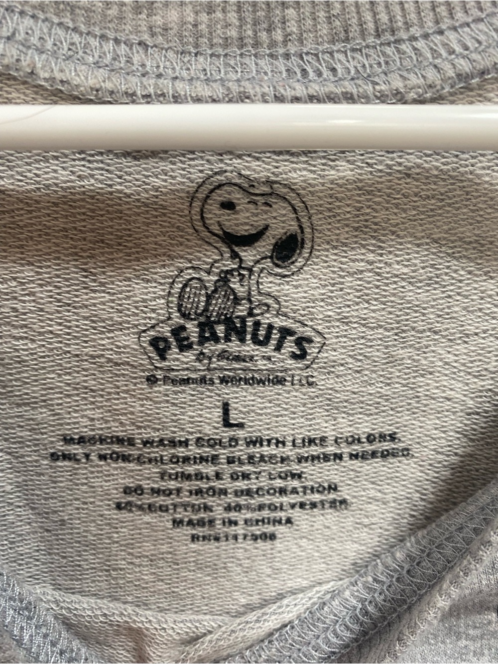 Peanuts Light Gray Crewneck with Snoopy Logo - Picture 3 of 4